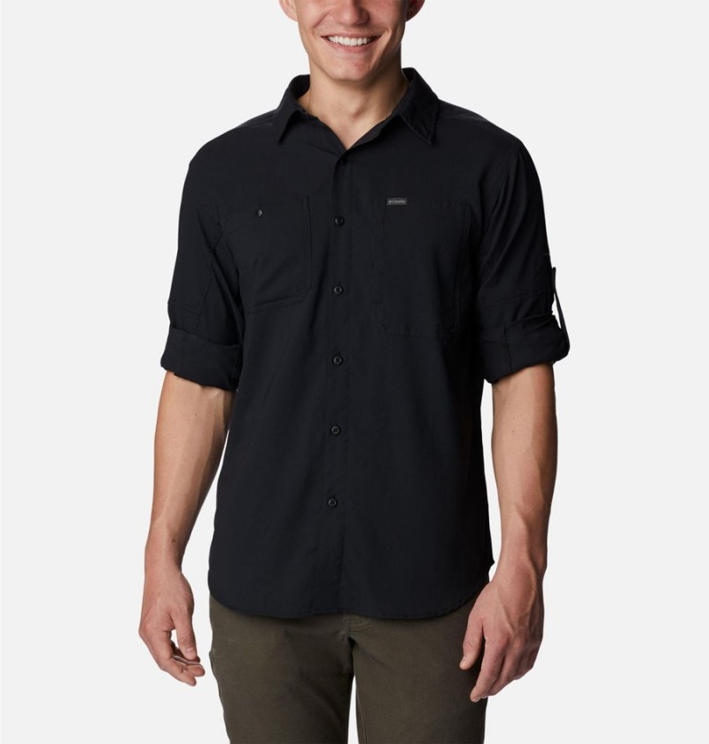 Black Columbia Silver Ridge Utility Lite Long Sleeve Men's Shirt | 64512BOMN