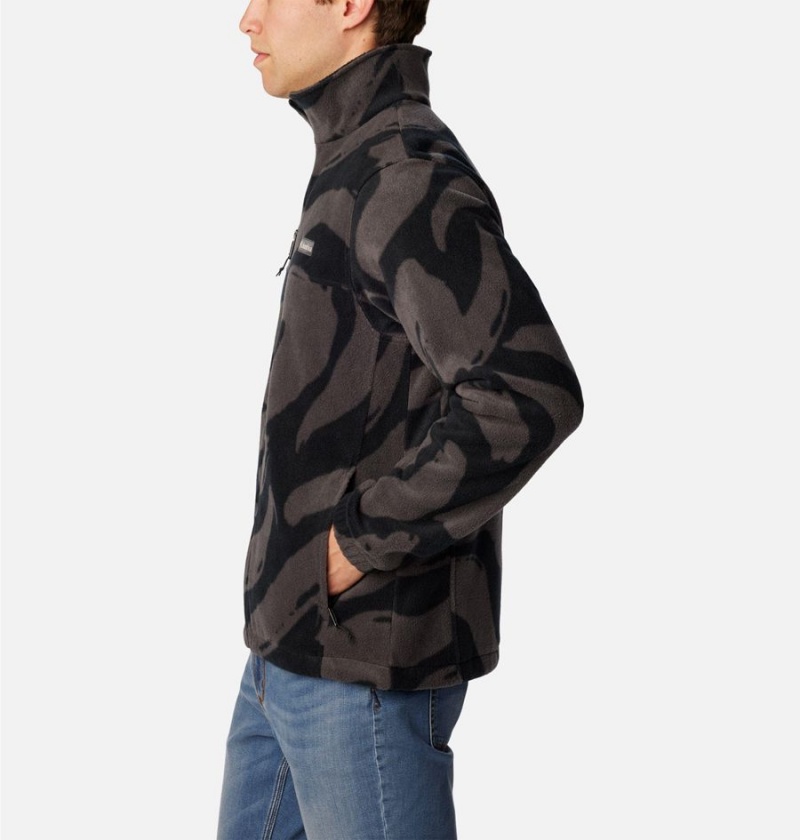 Black Columbia Steens Mountain Printed Men's Fleece Jacket | 24150EFSP