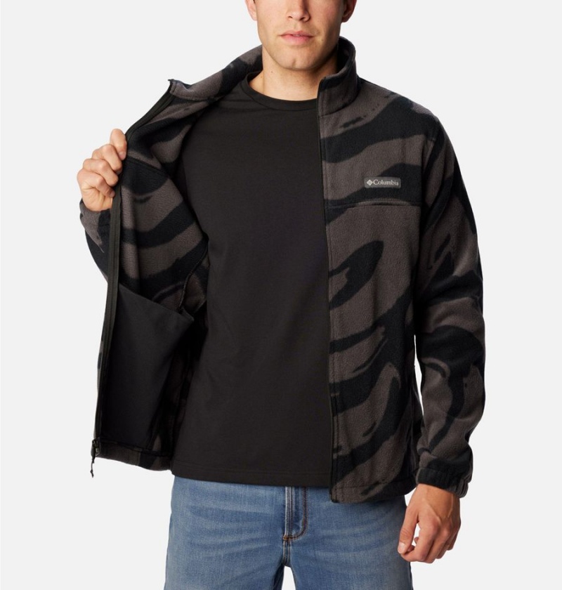 Black Columbia Steens Mountain Printed Men's Fleece Jacket | 24150EFSP