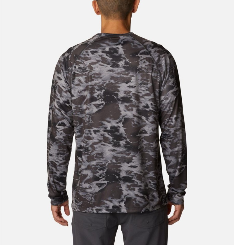 Black Columbia Summerdry Printed Long Sleeve Men's T-Shirt | 68951DBHT