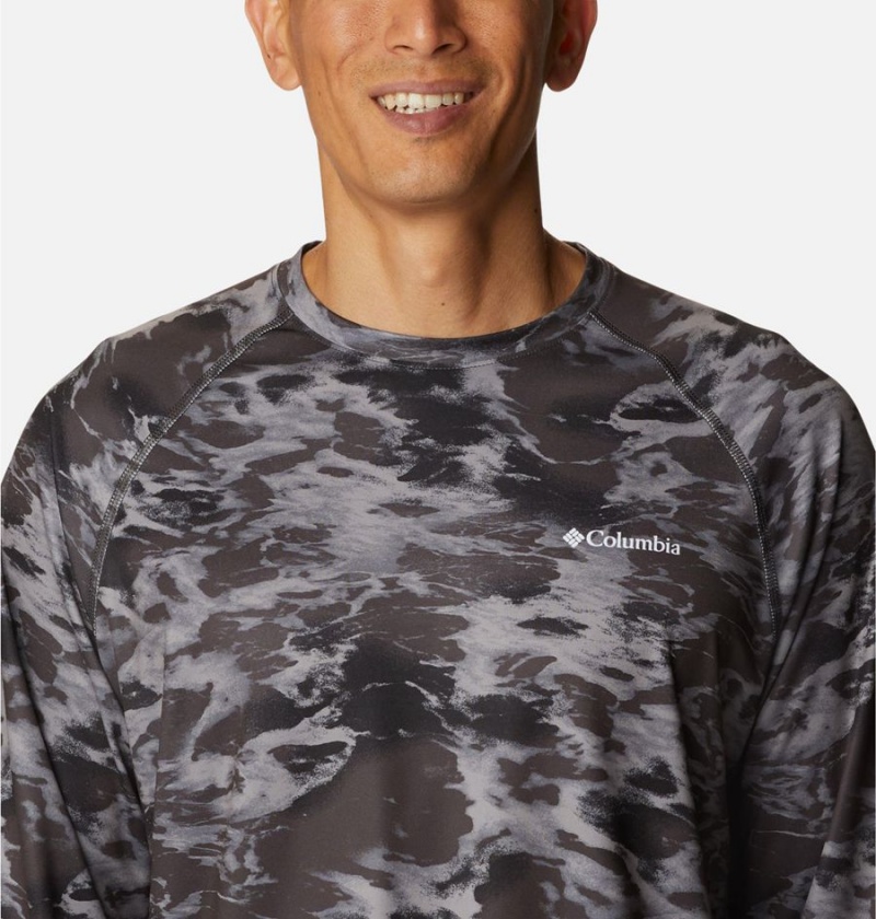 Black Columbia Summerdry Printed Long Sleeve Men's T-Shirt | 68951DBHT