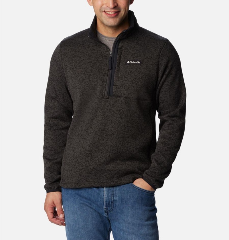 Black Columbia Sweater Weather Fleece Half Zip Men\'s Pullover | 45689FPXV