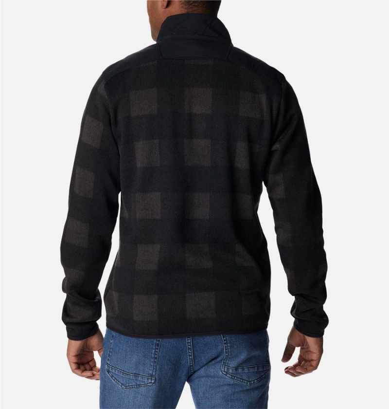 Black Columbia Sweater Weather II Printed Fleece Half Zip Men's Pullover | 08794IMGH