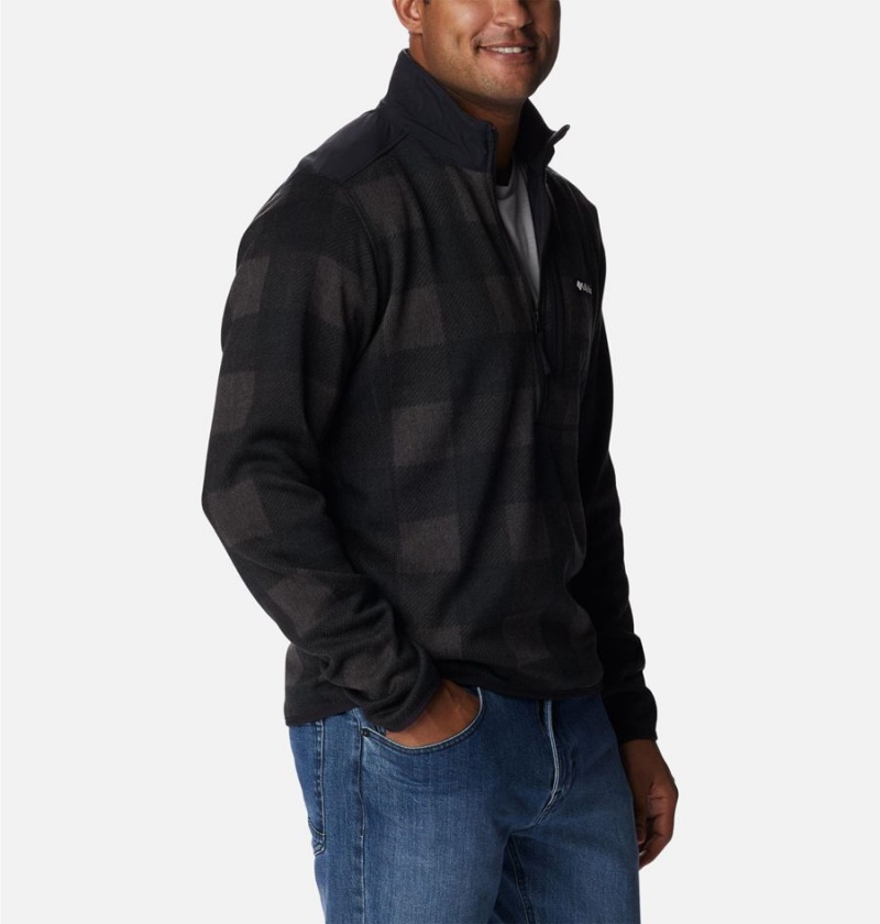 Black Columbia Sweater Weather II Printed Fleece Half Zip Men's Pullover | 08794IMGH