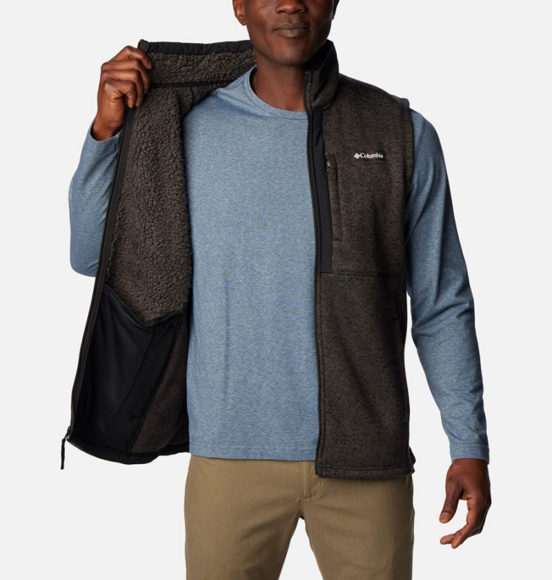 Black Columbia Sweater Weather Men's Vest | 93082ZASD