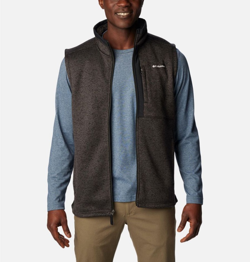 Black Columbia Sweater Weather Men's Vest | 93082ZASD