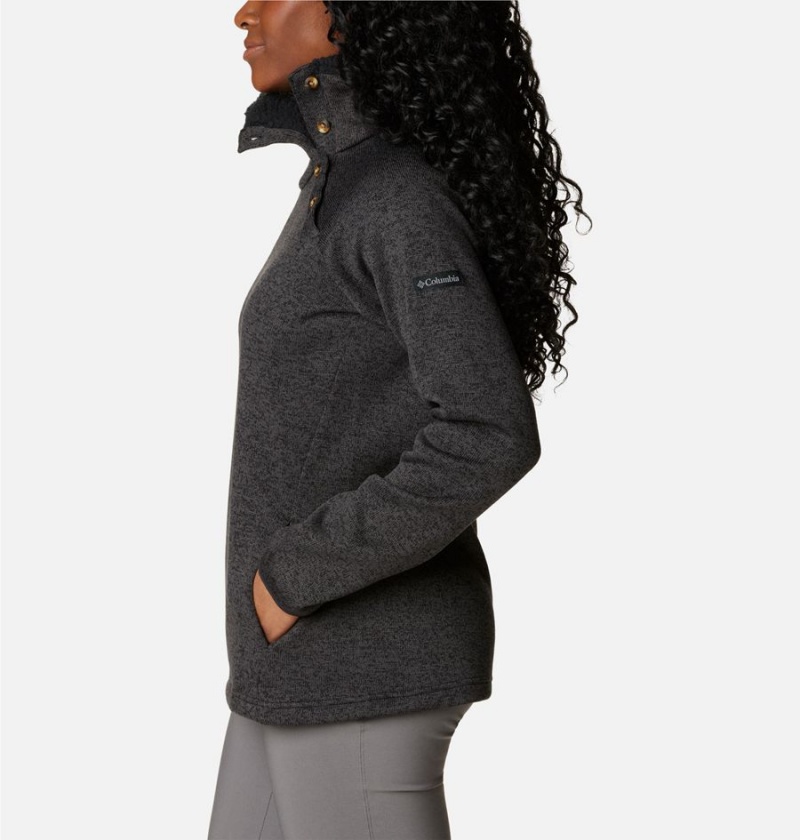 Black Columbia Sweater Weather Sherpa Hybrid Women's Pullover | 42783AUBK