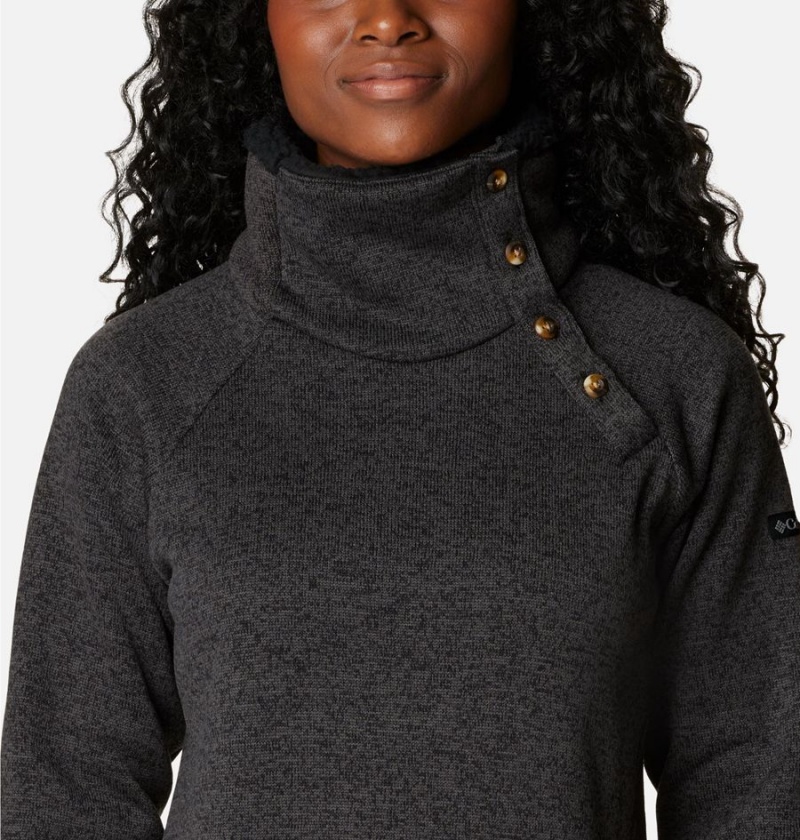 Black Columbia Sweater Weather Sherpa Hybrid Women's Pullover | 42783AUBK