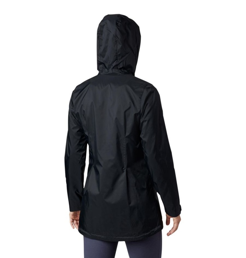 Black Columbia Switchback Lined Long Women's Rain Jacket | 59374IGMB