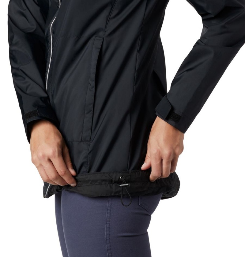 Black Columbia Switchback Lined Long Women's Rain Jacket | 59374IGMB