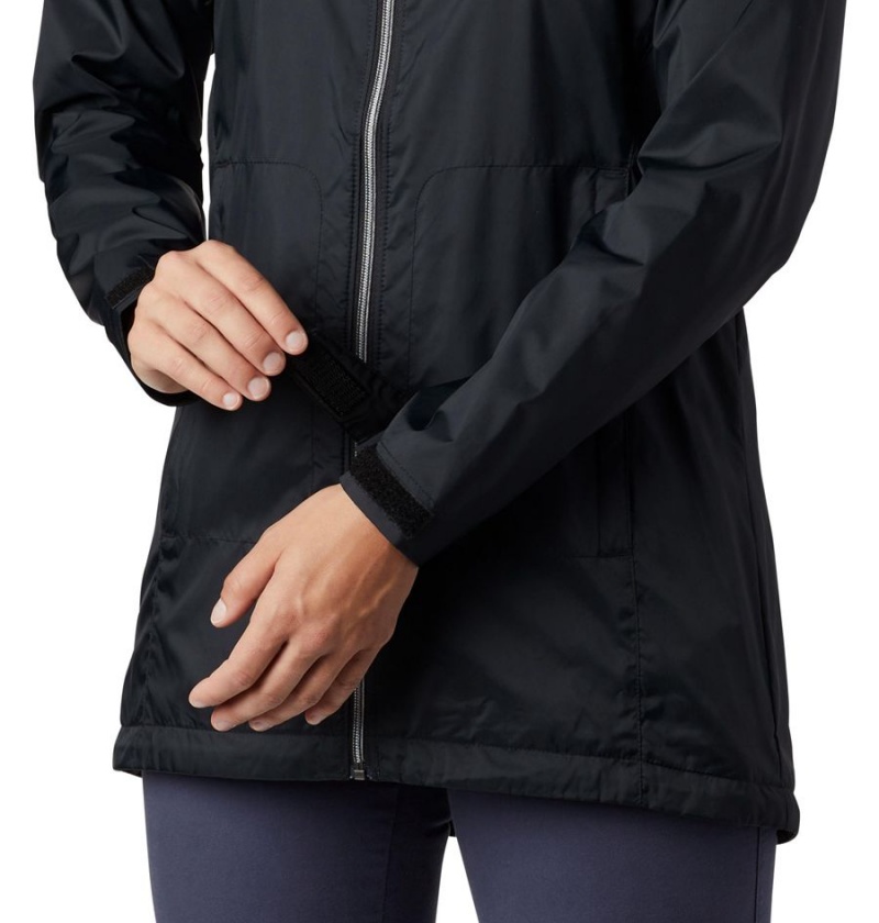 Black Columbia Switchback Lined Long Women's Rain Jacket | 59374IGMB