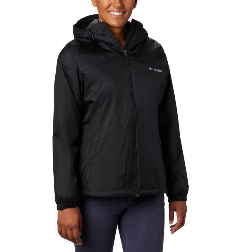 Black Columbia Switchback Sherpa Lined Women\'s Rain Jacket | 17263QVJG