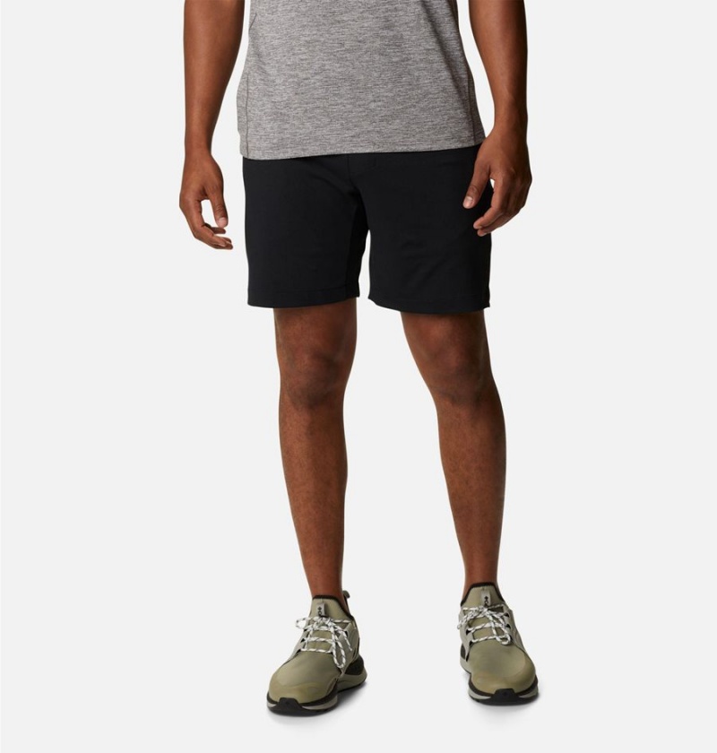 Black Columbia Tech Trail Knit Men\'s Shorts | 68041THNW