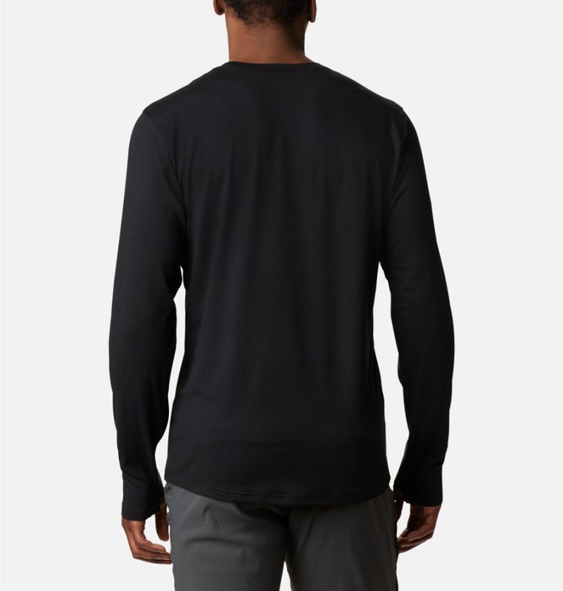 Black Columbia Tech Trail Long Sleeve Crew II Men's T-Shirt | 59324UHCW