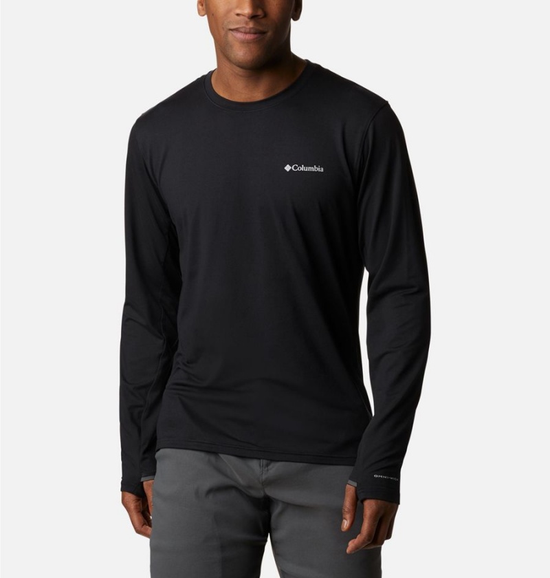 Black Columbia Tech Trail Long Sleeve Crew II Men\'s T-Shirt | 59324UHCW