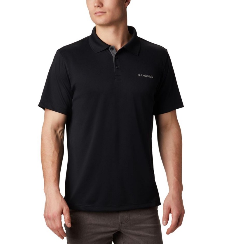 Black Columbia Utilizer Men\'s Polo Shirt | 80475DLTF