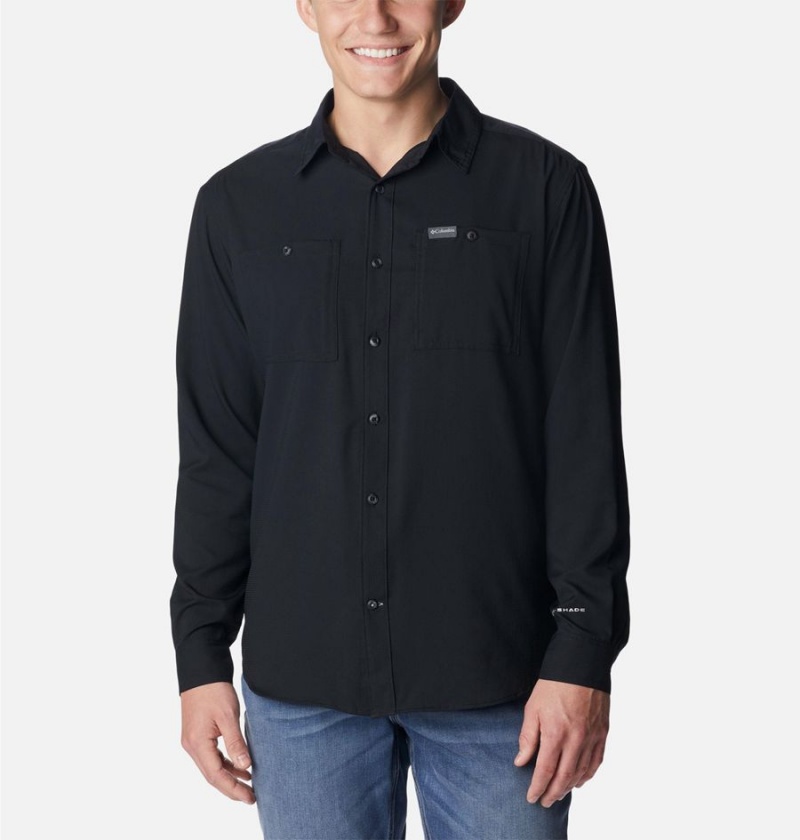 Black Columbia Utilizer Woven Long Sleeve Men\'s Shirt | 46391TOFV