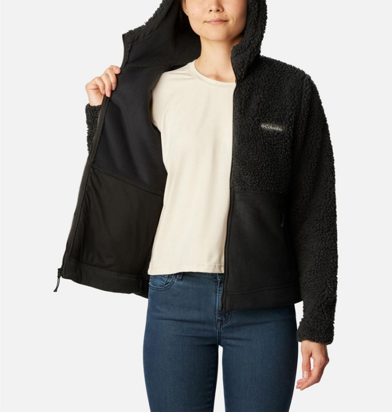 Black Columbia Winter Pass Sherpa Hooded Full Zip Women's Fleece Jacket | 21734SHCU