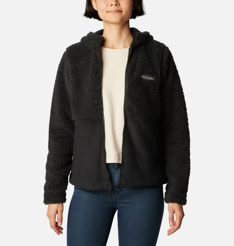 Black Columbia Winter Pass Sherpa Hooded Full Zip Women's Fleece Jacket | 21734SHCU