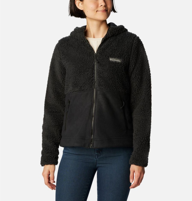 Black Columbia Winter Pass Sherpa Hooded Full Zip Women\'s Fleece Jacket | 21734SHCU