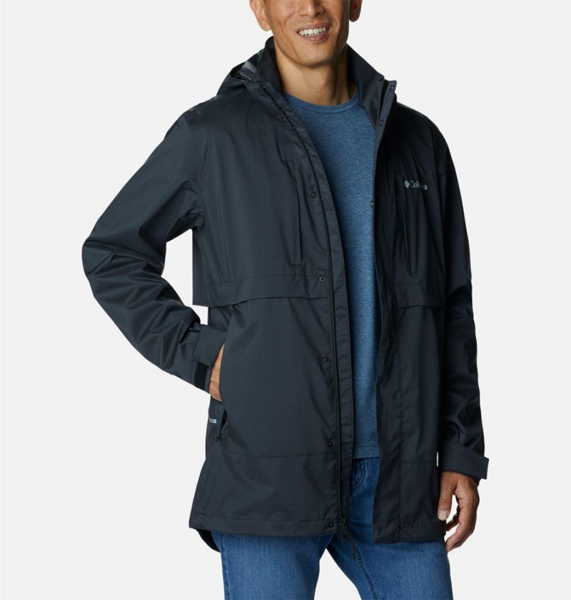 Black Columbia Wright Lake Men's Rain Jacket | 71830AQJT