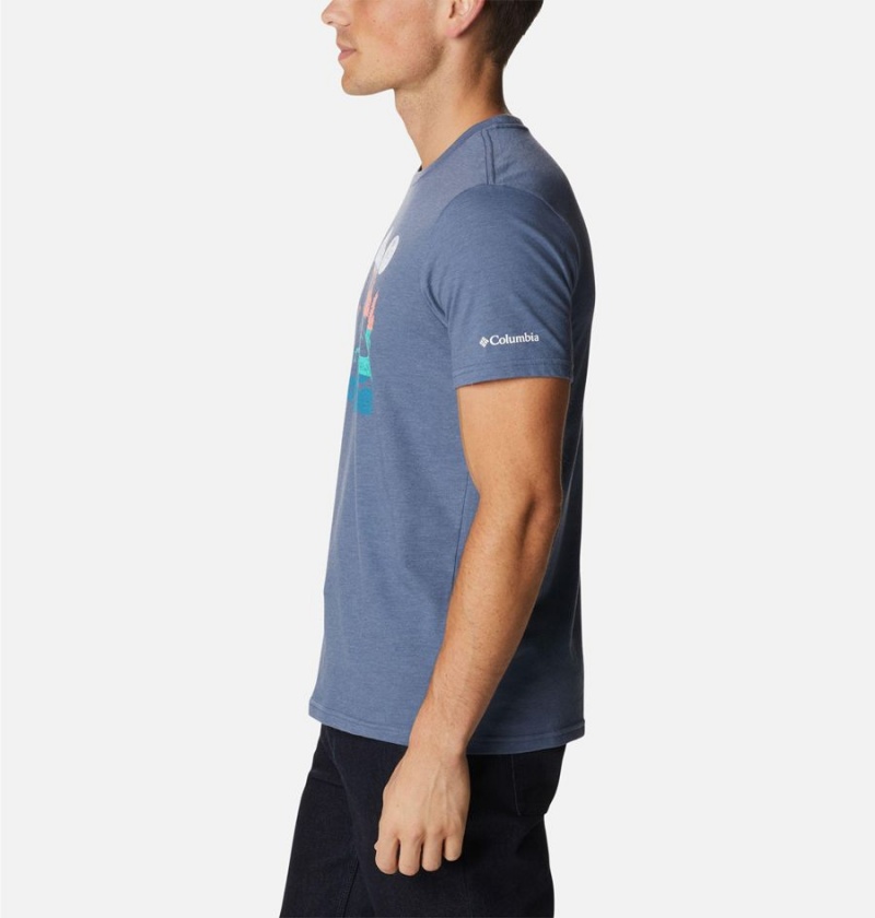 Blue Columbia Alpine Way Graphic Men's T-Shirt | 10578BMHR