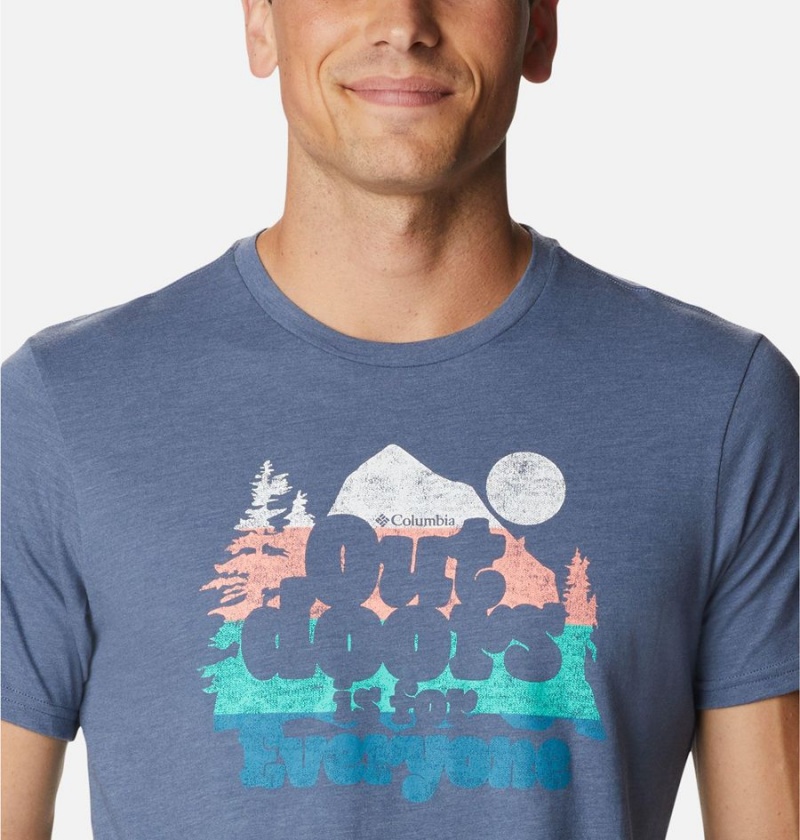 Blue Columbia Alpine Way Graphic Men's T-Shirt | 10578BMHR