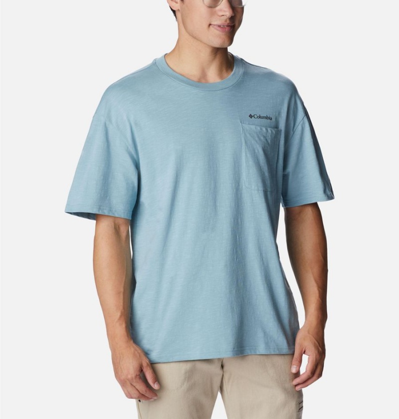 Blue Columbia Break It Down Men's T-Shirt | 65401DGUK