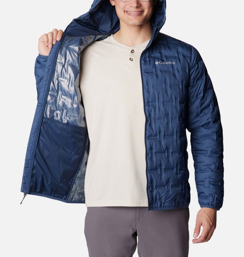 Blue Columbia Delta Ridge Hooded Insulated Men's Puffer Jacket | 16502KAQT