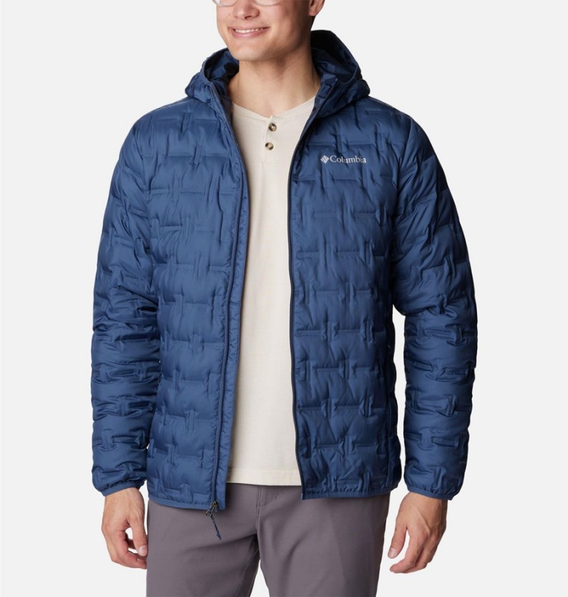 Blue Columbia Delta Ridge Hooded Insulated Men's Puffer Jacket | 16502KAQT