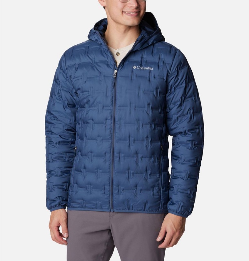 Blue Columbia Delta Ridge Hooded Insulated Men\'s Puffer Jacket | 16502KAQT