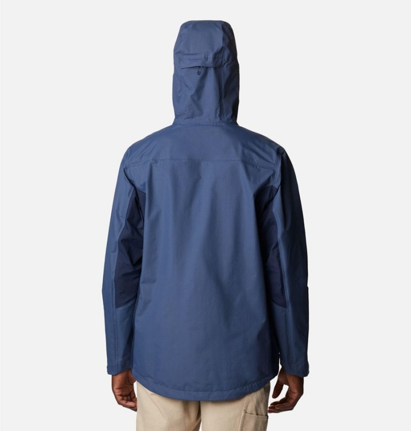 Blue Columbia Discovery Point Shell Men's Rain Jacket | 97304GRHS