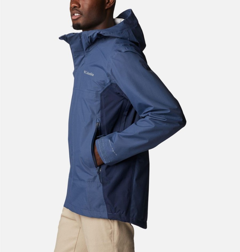 Blue Columbia Discovery Point Shell Men's Rain Jacket | 97304GRHS