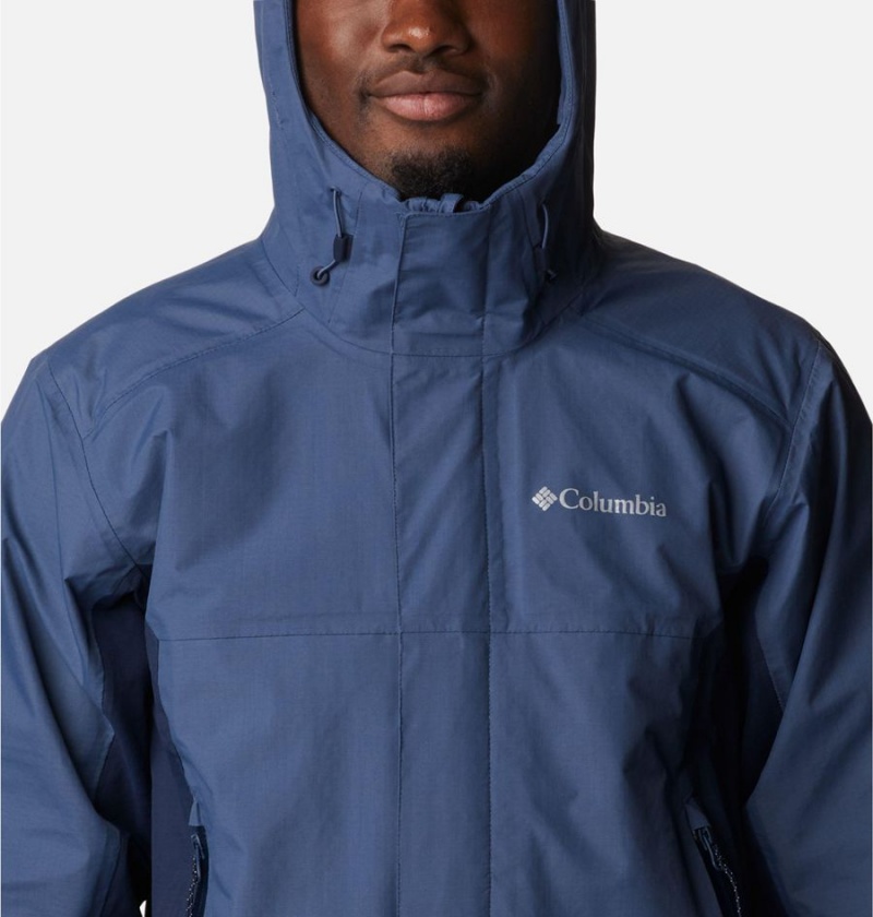 Blue Columbia Discovery Point Shell Men's Rain Jacket | 97304GRHS