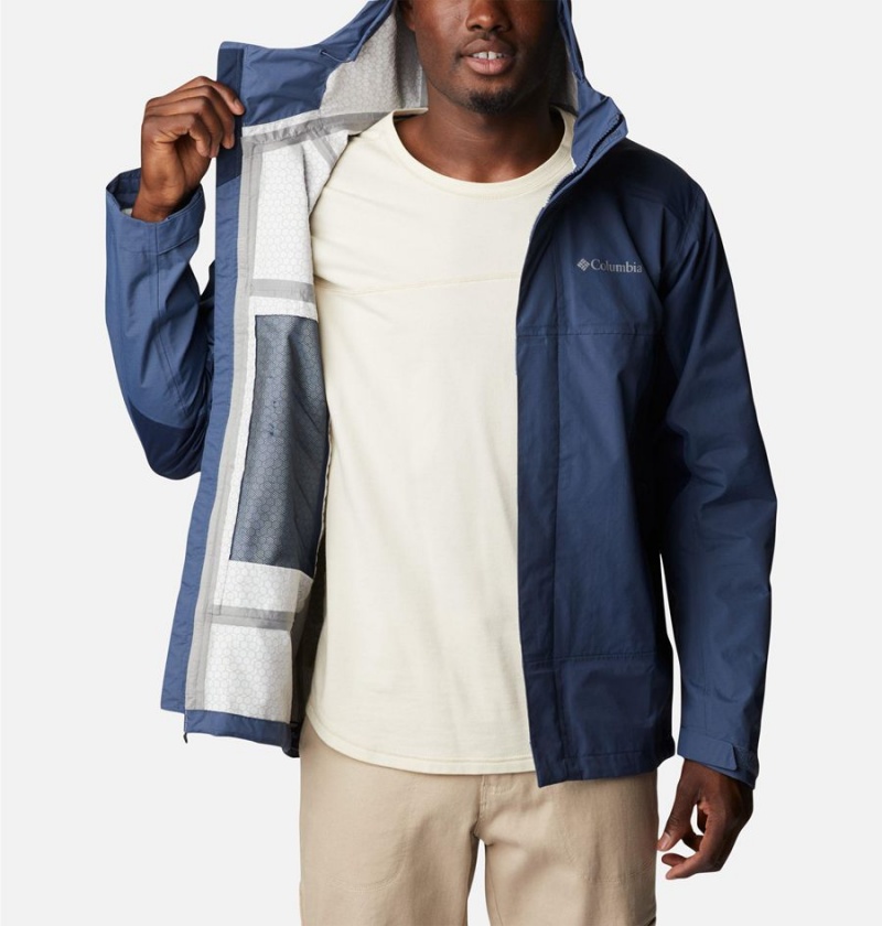 Blue Columbia Discovery Point Shell Men's Rain Jacket | 97304GRHS