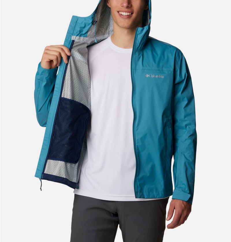 Blue Columbia EvaPOURation Men's Rain Jacket | 09456IFGB