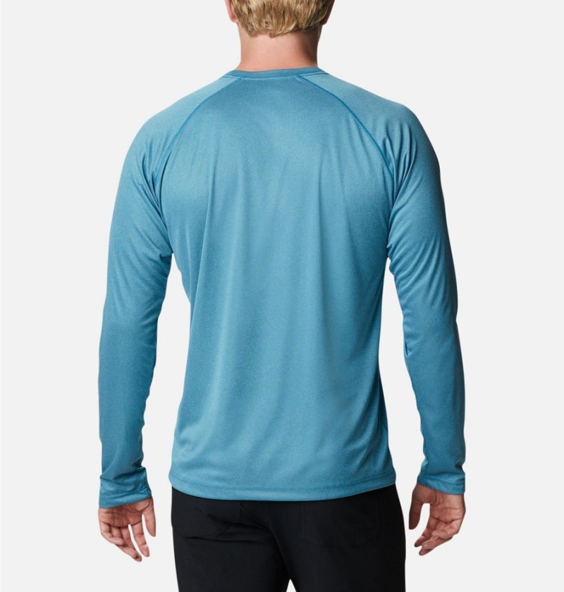 Blue Columbia Fork Stream Heather Long Sleeve Men's T-Shirt | 27186BMQL