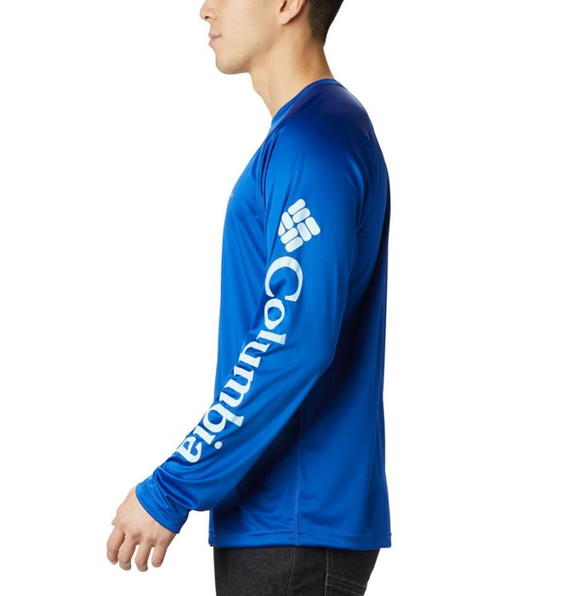 Blue Columbia Fork Stream Long Sleeve Men's T-Shirt | 87539WCRG