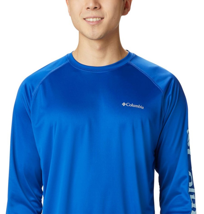 Blue Columbia Fork Stream Long Sleeve Men's T-Shirt | 87539WCRG