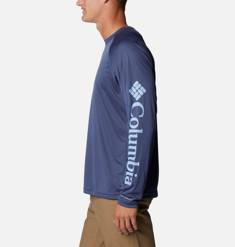 Blue Columbia Fork Stream Long Sleeve Men's T-Shirt | 97062VRLZ