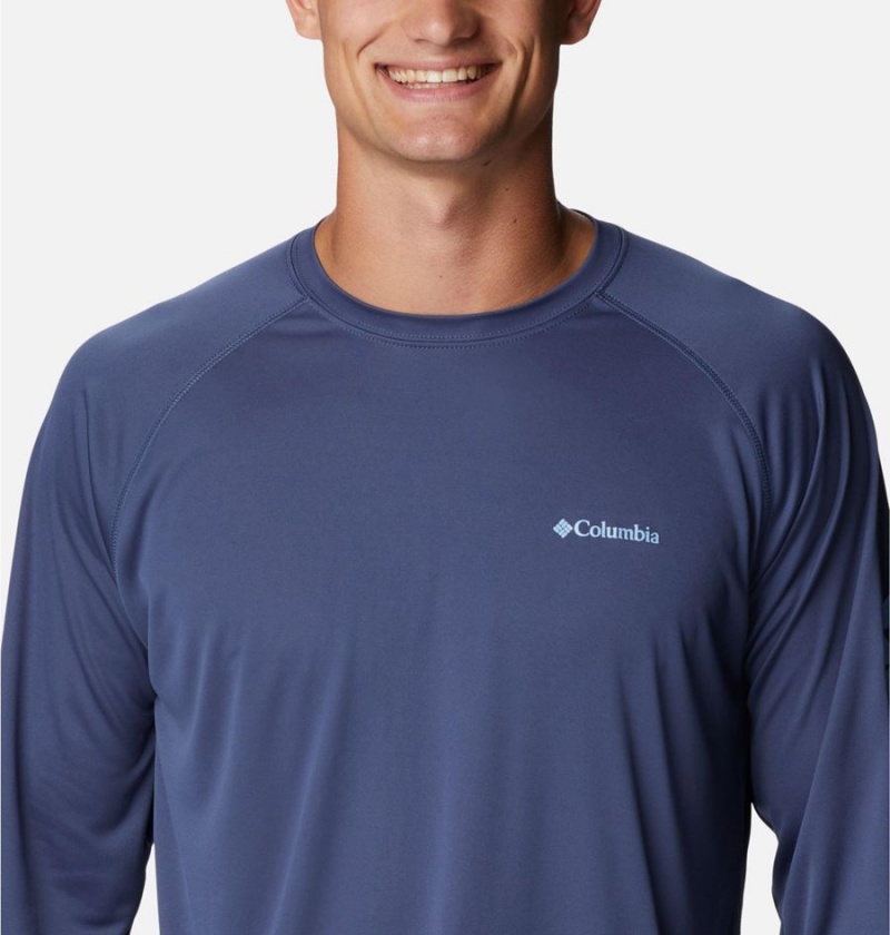 Blue Columbia Fork Stream Long Sleeve Men's T-Shirt | 97062VRLZ