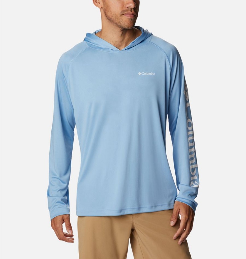 Blue Columbia Fork Stream Men's Hoodie | 96248AEQD