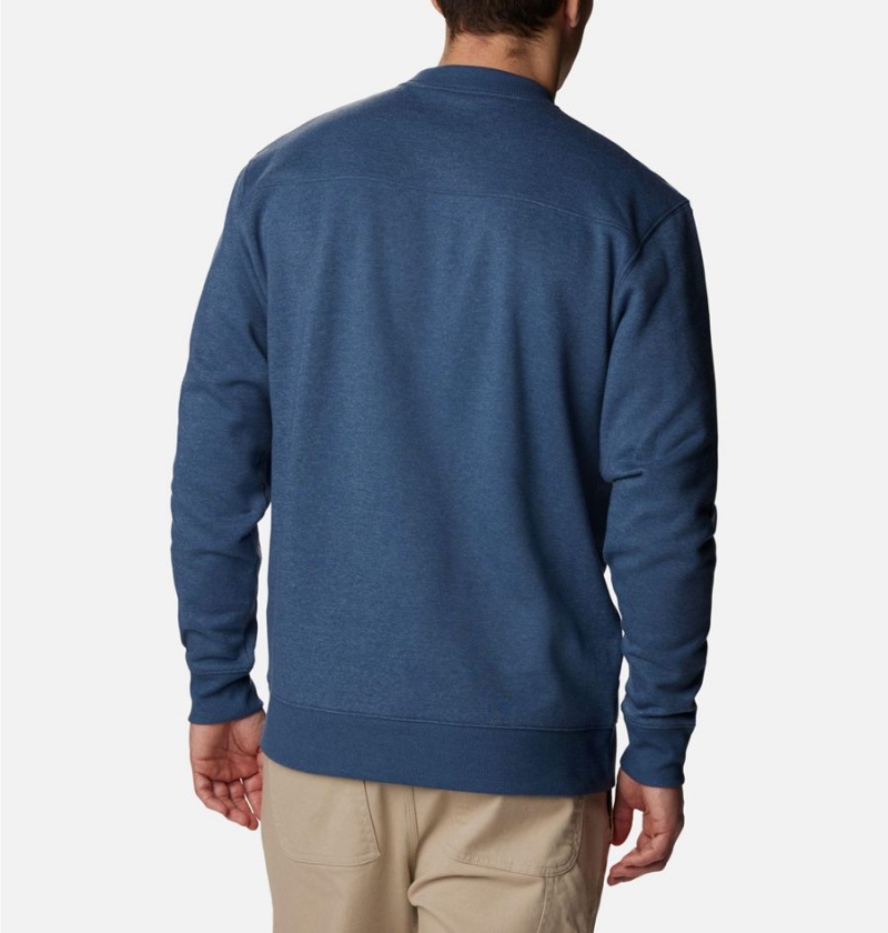 Blue Columbia Hart Mountain II Crew Men's Sweatshirt | 42176ZGCX