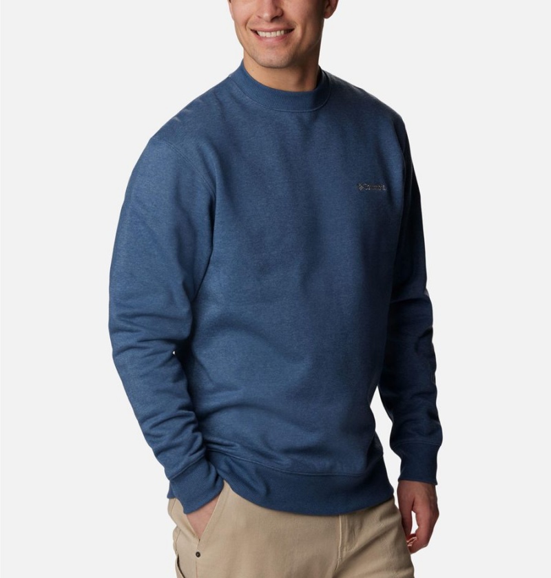 Blue Columbia Hart Mountain II Crew Men's Sweatshirt | 42176ZGCX