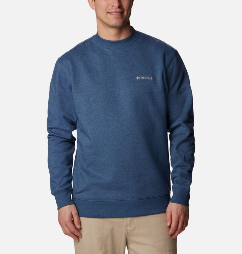 Blue Columbia Hart Mountain II Crew Men\'s Sweatshirt | 42176ZGCX