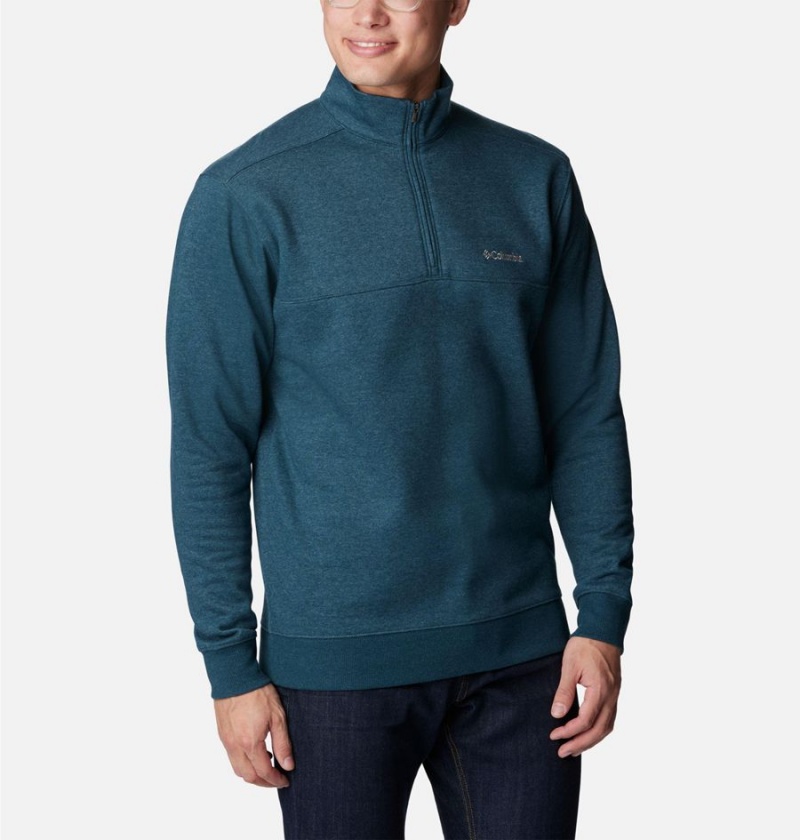 Blue Columbia Hart Mountain II Half Zip Men's Sweatshirt | 59673RLZX