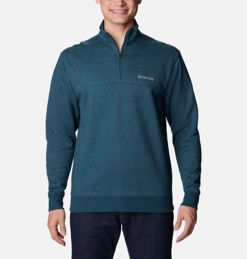 Blue Columbia Hart Mountain II Half Zip Men\'s Sweatshirt | 59673RLZX