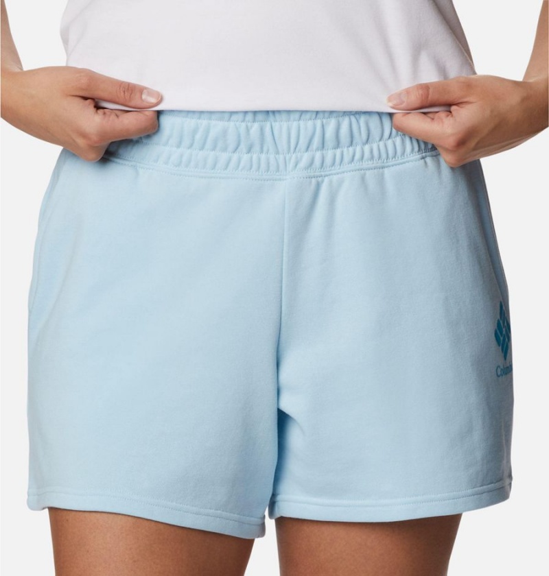 Blue Columbia Logo III French Terry Women's Shorts | 06348ZLCA