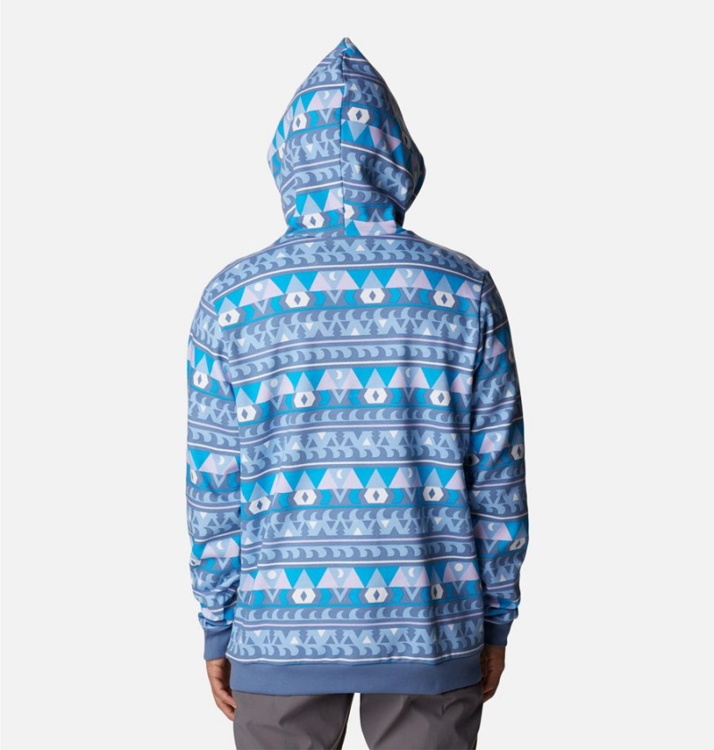 Blue Columbia Logo Printed Men's Hoodie | 79180HYIW