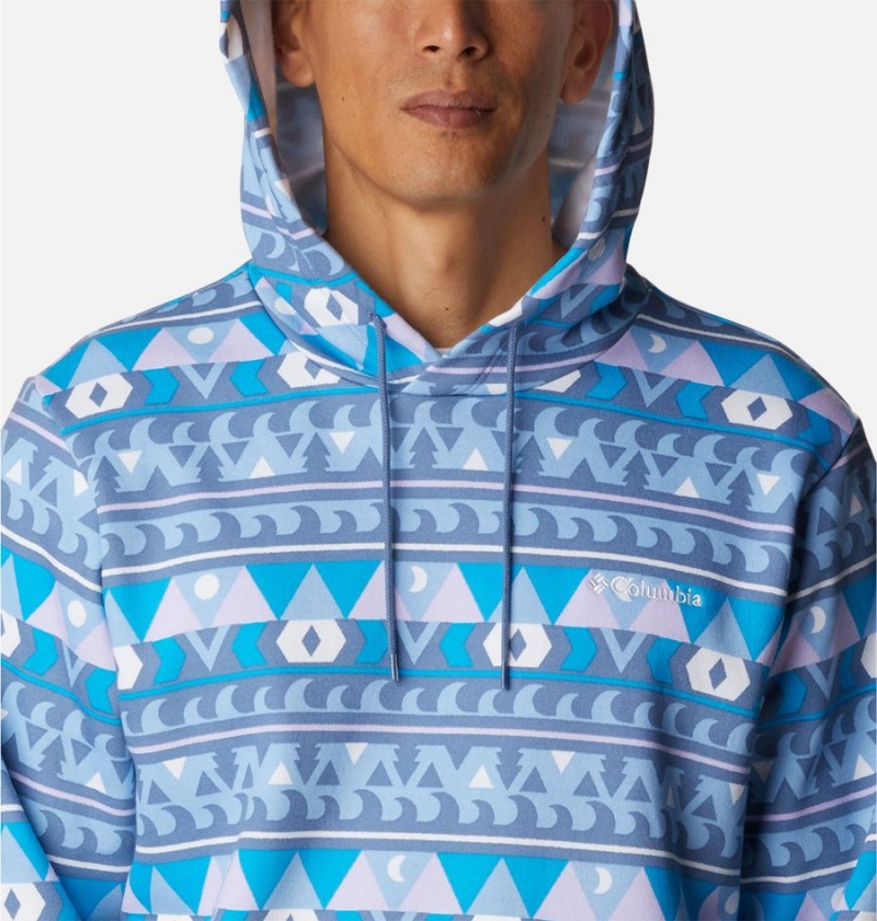 Blue Columbia Logo Printed Men's Hoodie | 79180HYIW